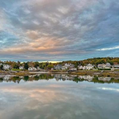 A view of waterfront homes in Boothbay Harbor in Maine.