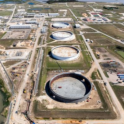 An aerial view of the Strategic Petroleum Reserve storage at the Bryan Mound site in Freeport, Texas.