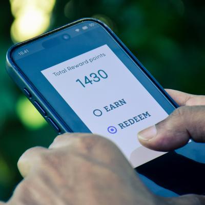 A user checking to redeem reward points in a shopping app.