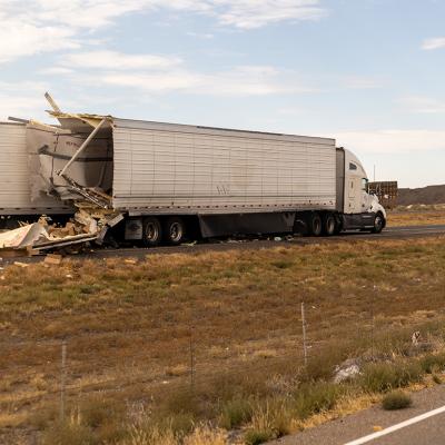 Two trucks collided on the highway in Albuquerque, New Mexico.