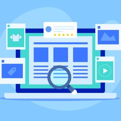 A vector illustration showing content strategy graphics for social media marketing.