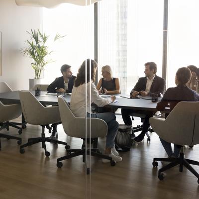 A business team having a meeting.