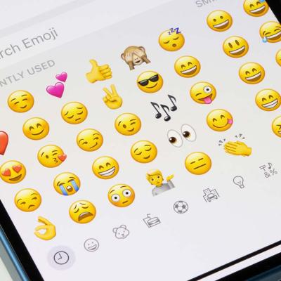 The emoji options in an iPhone keyboard.