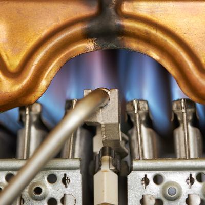 Close up of a water heater mechanism.