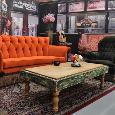 A display of the living room set scene from the TV show, Friends.