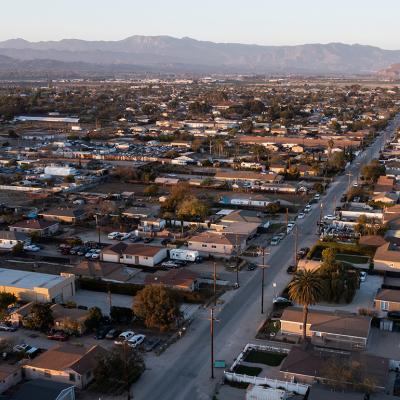 Aerial view of a residential area in Oxnard, California.