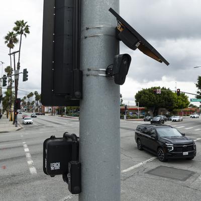 Automated License Plate Readers (ALPRs) placed at the intersection of Washington Boulevard and La Cienega Boulevard in Culver City, California.