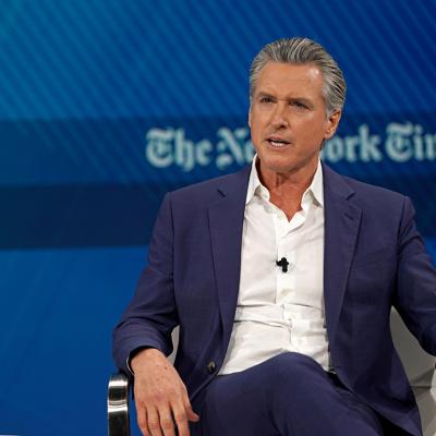 California Governor, Gavin Newsom speaks onstage during The New York Times DealBook Summit 2025 at Jazz at Lincoln Center on December 03, 2025 in New York City. 