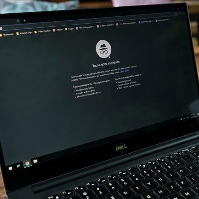 An incognito window of a browser opened on a laptop.