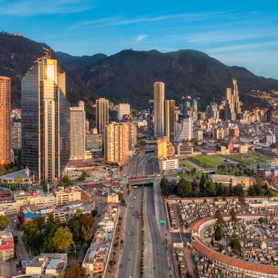 Aerial view of downtown Bogota in Colombia.
