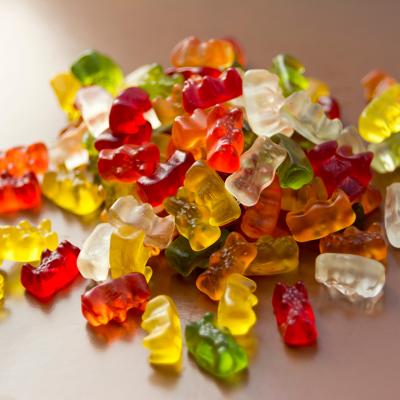 A heap of gummy bear candies.