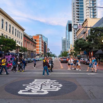 The Gaslamp Quarter neighborhood in San Diego, California.