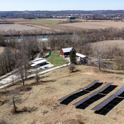 Solar panels at the Wooly Pig Farm Brewery in Fresno, Ohio.