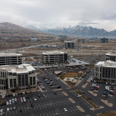 Various office building that make up Silicon Slopes are seen in Lehi on Friday, January 23, 2026.