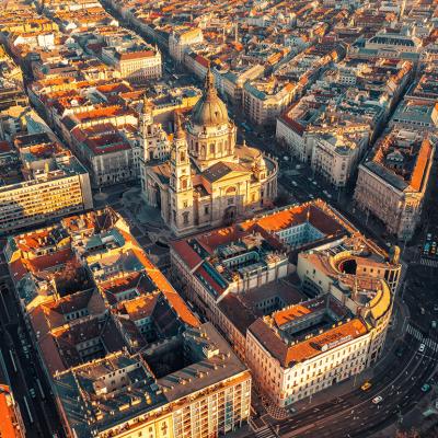 Aerial city view of Budapest in Hungary.