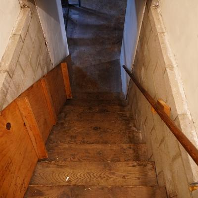 A staircase leading to an apartment basement.