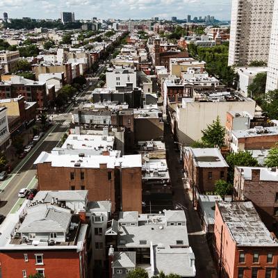 Aerial view of Hoboken, New Jersey.