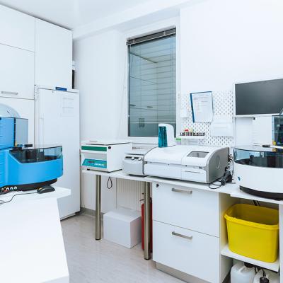 Equipment and other instruments in a scientific laboratory.
