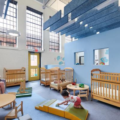 Interior of a preschool room in Brynmor Early Education & Preschool, formerly a maximum-security prison in Lorton, Virginia.