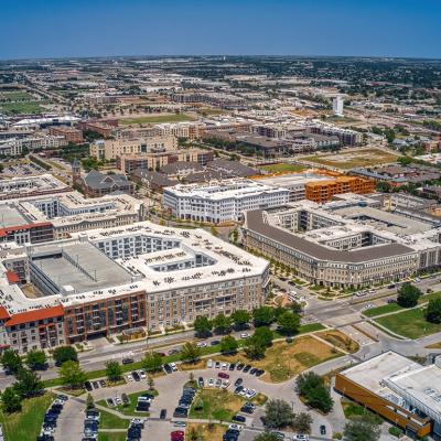 Aerial view of Frisco, Texas in the summer.