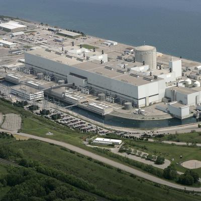 An aerial view of the Darlington Nuclear Plant.