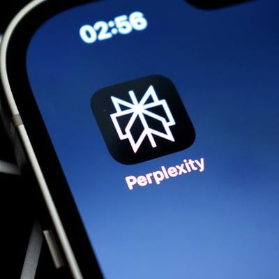 Perplexity app icon on a smartphone.