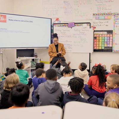Jacquelyn Anthony teaches second grade students math at Baton Rouge Center for Visual and Performing Arts on December 9, 2025, in Baton Rouge, Louisiana.