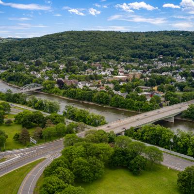 Aerial view of Binghamton in New York during summer.