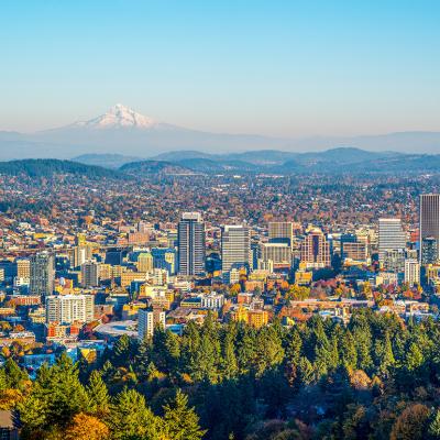 Aerial view of the city of Portland in Oregon.