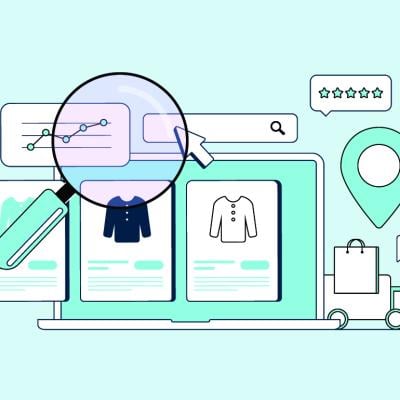 A vector illustration of a digital marketplace and e-commerce. 