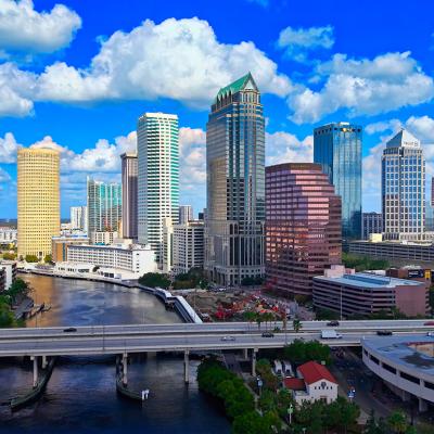 A skyline view of downtown Tampa, Florida, USA. 