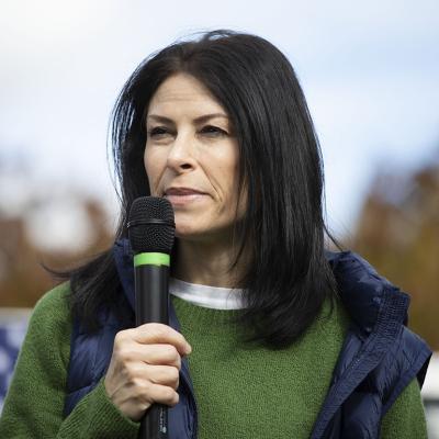U.S. Michigan Attorney General Dana Nessel speaks at a campaign rally in Michigan State University.