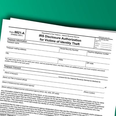 Form 8821-A or 'Victims of Theft' form.