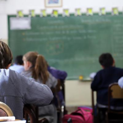 Primary school students during a class at school. 