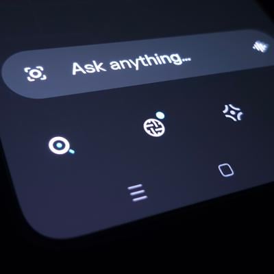 Close up image of Perplexity app's prompt screen.