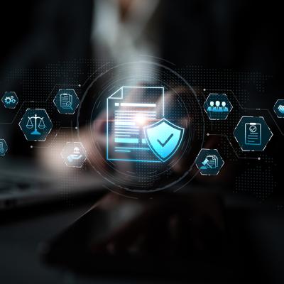 Concept illustration of compliance system software.