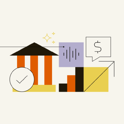 Vector illustration for the concept of voice AI in banking.