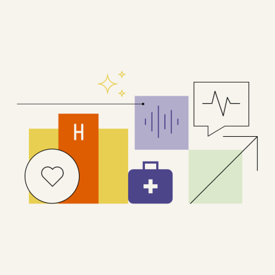 Vector illustration for the concept of voice AI in healthcare.