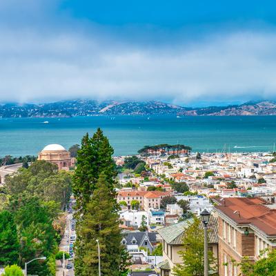 Aerial view of the Lyon Street steps in San Francisco, California.