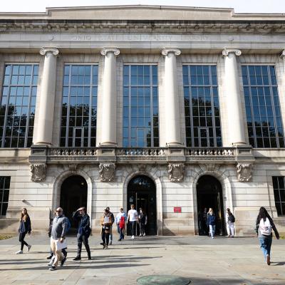 Students walk across the campus of The Ohio State University in Columbus, Ohio on November 6, 2023.
