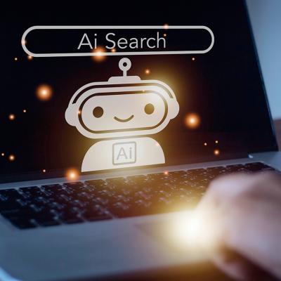 An AI search and a digital chatbot from a laptop screen used by an analyst.