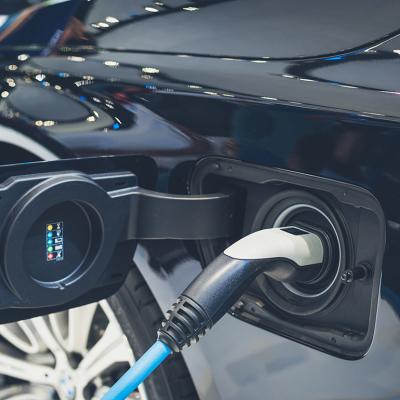 Close up on the charging socket of an EV.