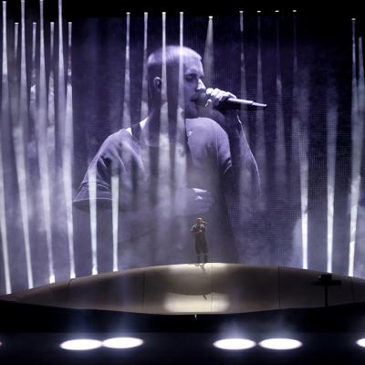 Justin Bieber performs at the Coachella Stage during the 2026 Coachella Valley Music and Arts Festival at Empire Polo Club on April 11, 2026 in Indio, California.