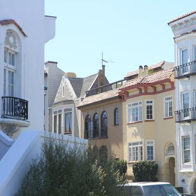 Houses in the Marina District neighborhood in San Francisco, California, USA.