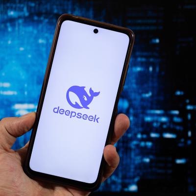A person checking a DeepSeek AI app from a smartphone.