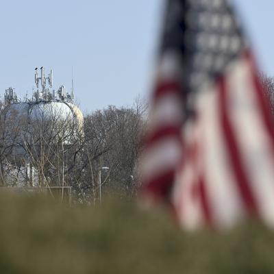 A water tower near the former Naval Air Station Joint Reserve Base Willow Grove in Montgomery County, Pennsylvania.