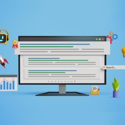 Custom 3D illustration of the concept of SEO optimization for search results.