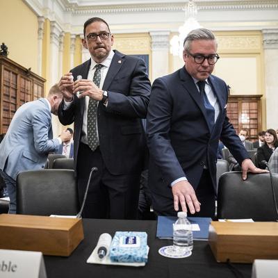 Adrian Fontes, Secretary of State of Arizona, and Al Schmidt, Secretary of The Commonwealth of Pennsylvania, arriving for a Senate Rules and Administration Hearings in Capitol Hill, Washington, D.C., U.S.A. 