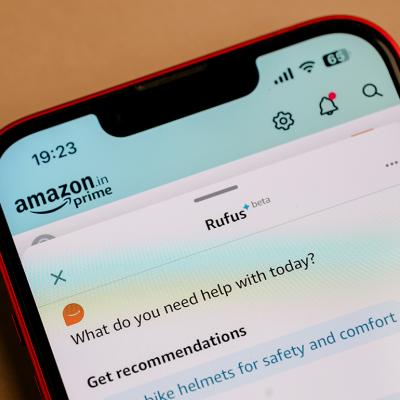 Amazon's Rufus, a new generative AI-powered shopping assistant, displayed from a mobile app in a smartphone