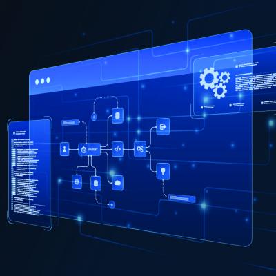 An artificial intelligence (AI) automation diagram in a system dashboard. 